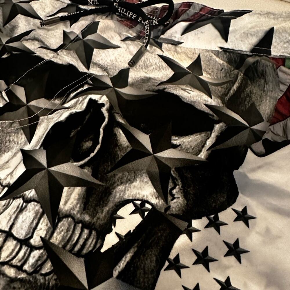 Philipp Pleno Skull Monogram Mens Swimming Shorts Trunks Drawstring Size S-M - Picture 3 of 8